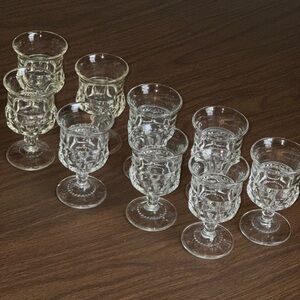 9 PCs Kings Crown Pattern vintage Cordial Glass/Glasses LOT